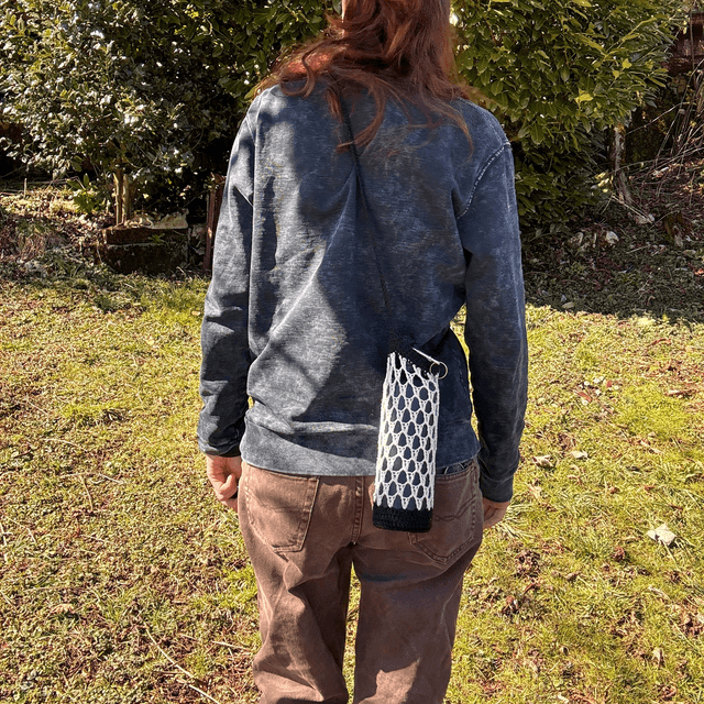 Porte-gourde en crochet - Noir & blanc - Coton  