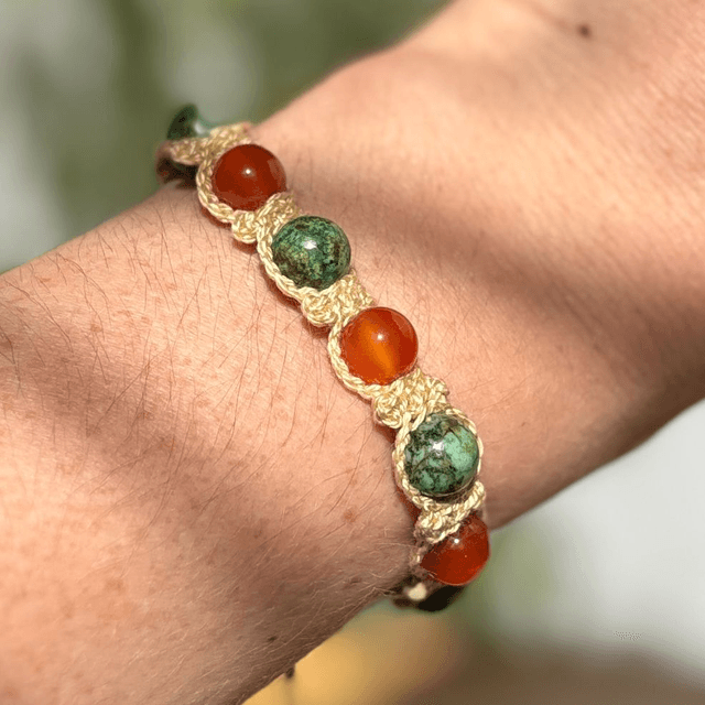 Turquoise africaine et cornaline 