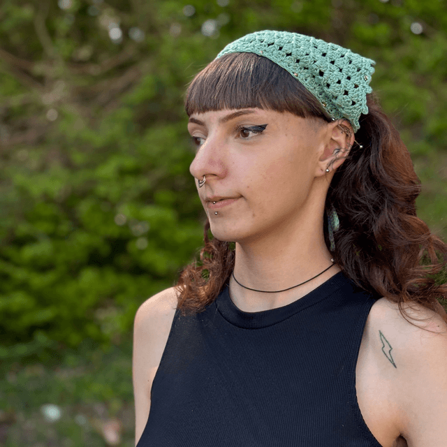 Bandana bohème menthe l'eau crocheté - Perles & Breloques 