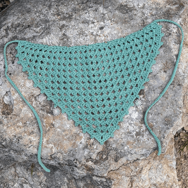 Bandana bohème menthe l'eau crocheté - Perles & Breloques 